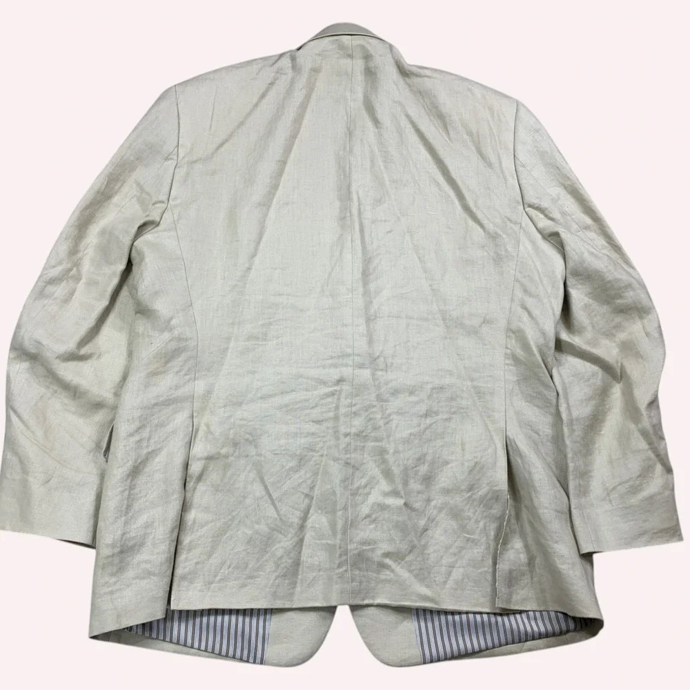 Calvin Klein Linen Blazer Mens 44R Beige 2 Button Vented Breathable Sport Coat